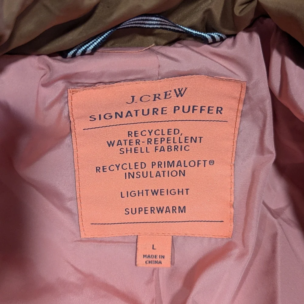 J Crew Large Quilted Cocoon Puffer Coat Primaloft Dark Nutmeg Brown AQ470 - Picture 11 of 16